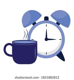 clock with insomnia coffee mug design, sleep and night theme Vector illustration