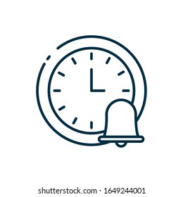 Clock instrument and bell line style icon design, Time tool watch second deadline measure countdown and object theme Vector illustration