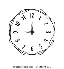 Clock interface with trapezoidal lines. Clock concept from free lines. analog clock symbol