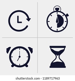 clock ioon, stopwatch icon, alarm clock, sand clock icon. set