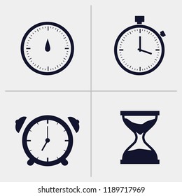 clock ioon, stopwatch icon, alarm clock, sand clock icon. set