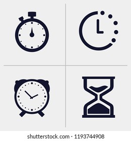 clock ioon, stopwatch icon, alarm clock, sand clock icon. set