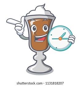 With clock irish coffee character cartoon