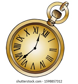 clock , isolate on a white background, linear drawing