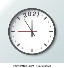 Clock isolated on background with copy space. 2021 countdown New Year and start up concept