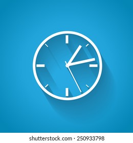 Clock - Isolated On Blue Background - Vector Illustration, Graphic Design, Editable For Your Design 