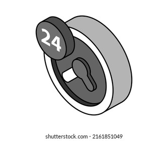 Clock isometric design icon. Vector web illustration. 3d colorful concept