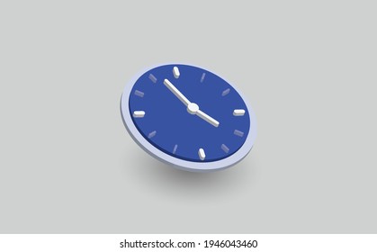 clock isometric flat icon. 3d vector colorful illustration. Pictogram isolated on white background