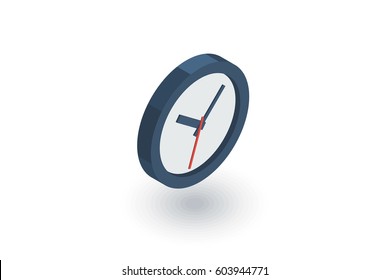 clock isometric flat icon. 3d vector colorful illustration. Pictogram isolated on white background