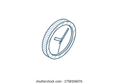 clock isometric icon. 3d vector illustration. Isolated line art technical drawing. Editable stroke