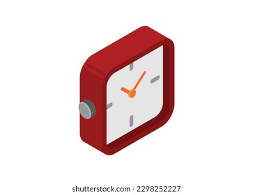 Clock in isometric view. Simple flat illustration.