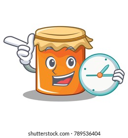 With clock jam character cartoon style