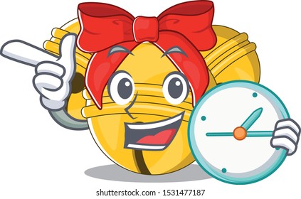 With clock Jingle bell cartoon isolated with mascot