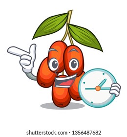 With clock jujube fruit isolated with the cartoon