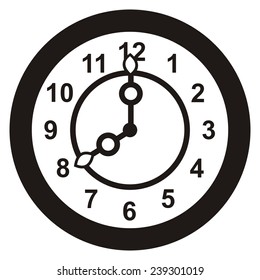 clock key, black silhouette, single object, vector icon