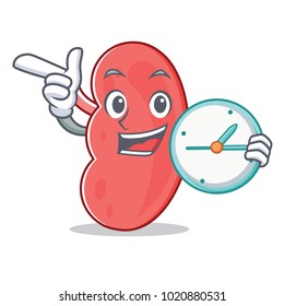 With clock kidney character cartoon style