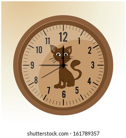 Clock for kids with cat