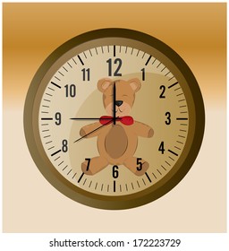 Clock for kids with teddy bear