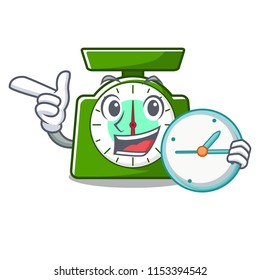 With clock kitchen scale character cartoon With clock kitchen scale character cartoon