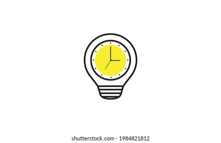 clock with lamp light logo symbol icon vector graphic design illustration
