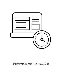 Clock, laptop icon. Simple line, outline vector elements of time management for ui and ux, website or mobile application