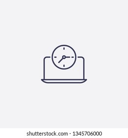 clock laptop icon.Outline clock laptop vector, illustrated icon for modern web and mobile design