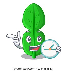 With clock leaf bergamot in a shape cartoon