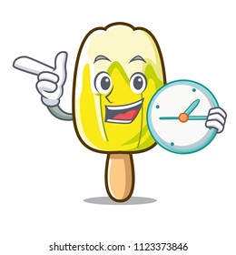 With clock lemon ice cream character cartoon