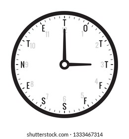 clock letters and clock symbol. analog clock concept