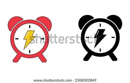 clock with a lightning bolt, illustration of deadline and flash sale limited offer icon vector