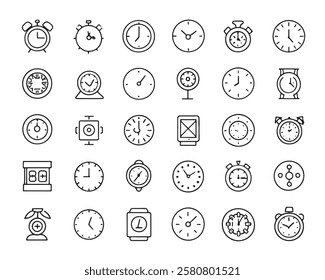 Clock line 50 icon set line art collection (3)