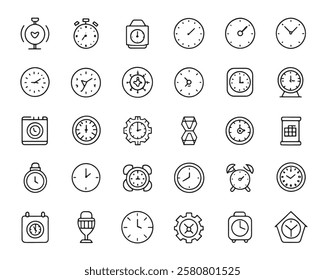 Clock line 50 icon set line art collection (1)