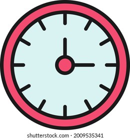 Clock Line Filled Vector Icon Design

