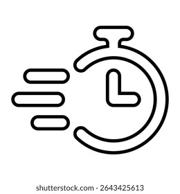 clock line icon design. clock thin black outline symbol vector illustration. editable stroke icon on transparent background.