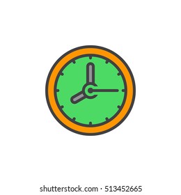 Clock line icon, filled outline vector sign, linear colorful pictogram isolated on white. logo illustration