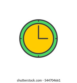Clock line icon, filled outline vector sign, linear colorful pictogram isolated on white. Time symbol, logo illustration