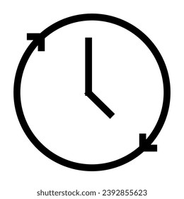 Clock line icon in flat style with arrows in circle and clock hand. Clock icon for time tracking at work. Use pixel perfect line icon on web site design, presentation, app, UI. Line art logotype