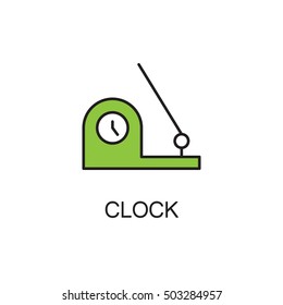 Clock line icon. High quality pictogram of home's furniture. Outline vector symbol for design website or mobile app. Thin line sign of clock for logo, visit card, etc.