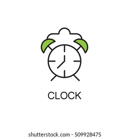 Clock line icon. High quality pictogram of home's furniture. Outline vector symbol for design website or mobile app. Thin line sign of clock for logo, visit card, etc.