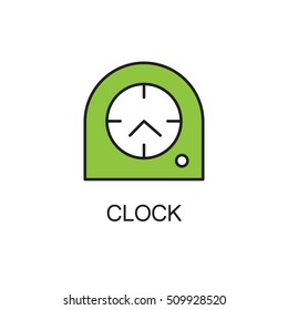 Clock line icon. High quality pictogram of home's furniture. Outline vector symbol for design website or mobile app. Thin line sign of clock for logo, visit card, etc.