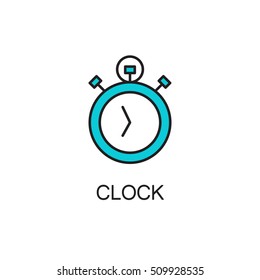 Clock line icon. High quality pictogram of home's furniture. Outline vector symbol for design website or mobile app. Thin line sign of clock for logo, visit card, etc.