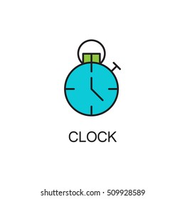 Clock line icon. High quality pictogram of home's furniture. Outline vector symbol for design website or mobile app. Thin line sign of clock for logo, visit card, etc.