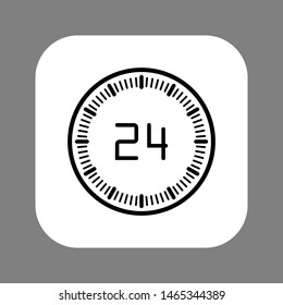 Clock line icon isolated on grey background. Black and white simple watches. Time concept. Vector illustration
