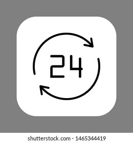 Clock line icon isolated on grey background. Black and white simple watches. Time concept. Vector illustration