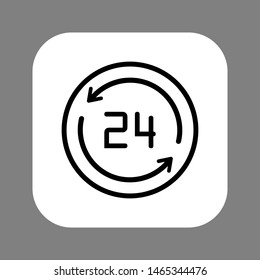 Clock line icon isolated on grey background. Black and white simple watches. Time concept. Vector illustration