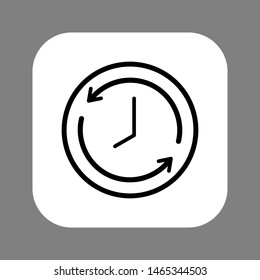 Clock line icon isolated on grey background. Black and white simple watches. Time concept. Vector illustration