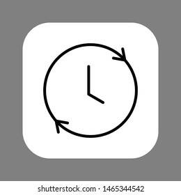 Clock line icon isolated on grey background. Black and white simple watches. Time concept. Vector illustration