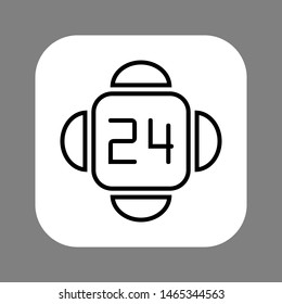 Clock line icon isolated on grey background. Black and white simple watches. Time concept. Vector illustration