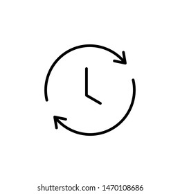 Clock line icon isolated on white background. Black and white simple watches. Time concept. Vector illustration