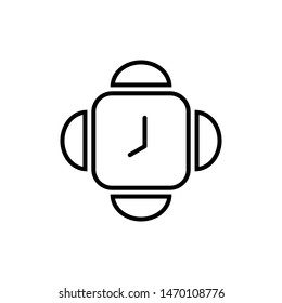 Clock line icon isolated on white background. Black and white simple watches. Time concept. Vector illustration